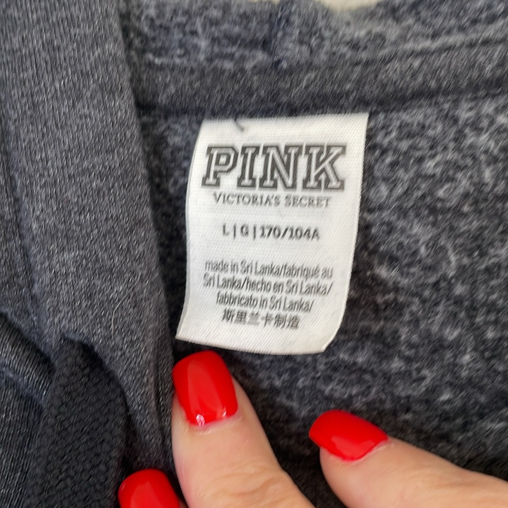 PINK Victoria's Secret Black Floral Hoodie large - Picture 4 of 5
